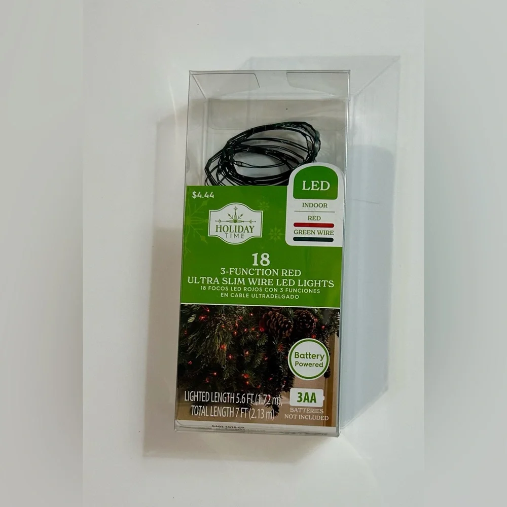 Lot of 3 - LED Red Fairy & Mini Lights Battery Operated & Corded